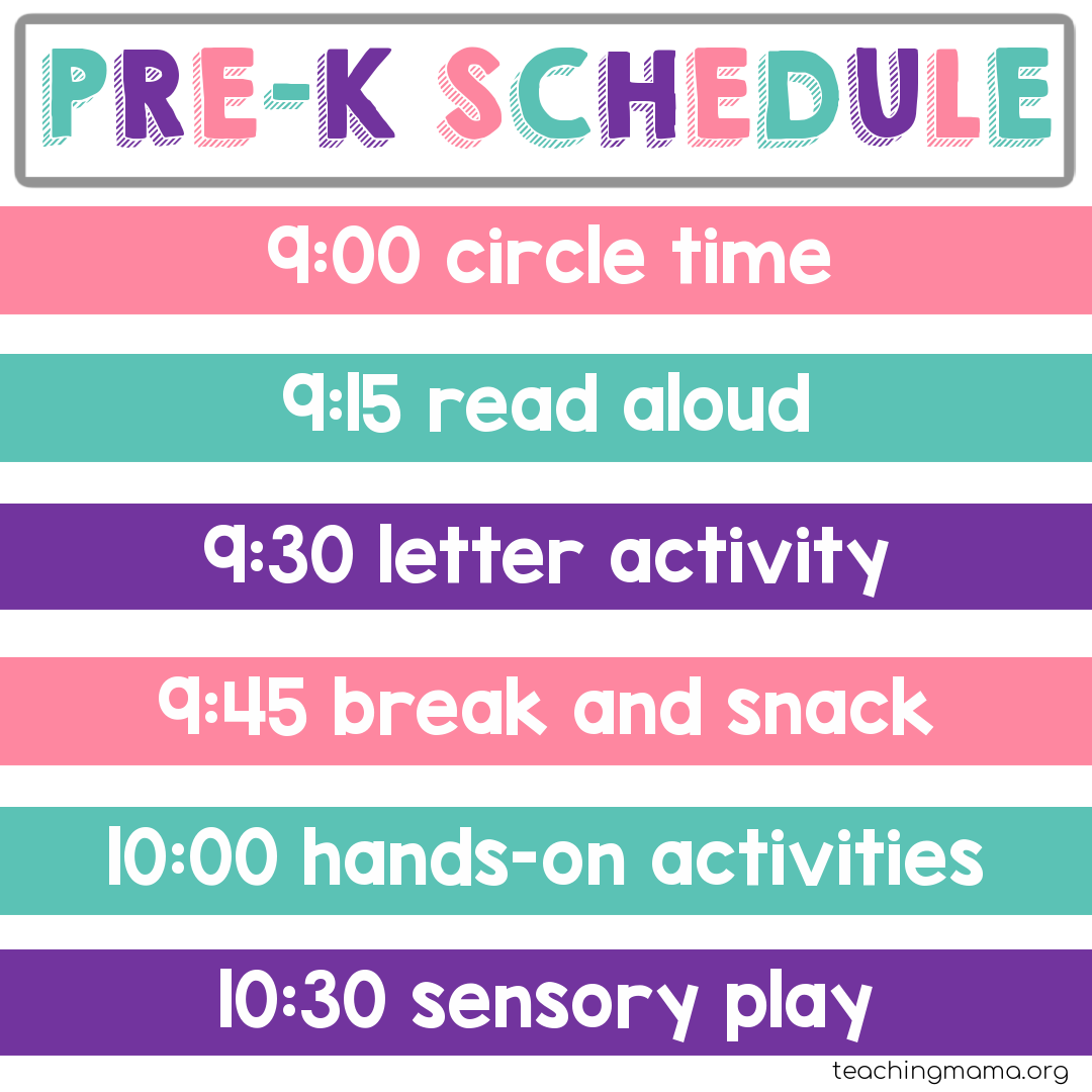 pre k schedule ideas