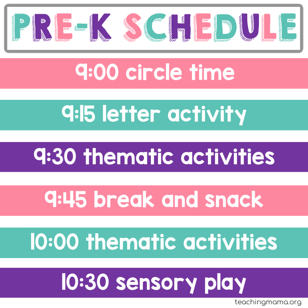 preschool daily schedule template printable