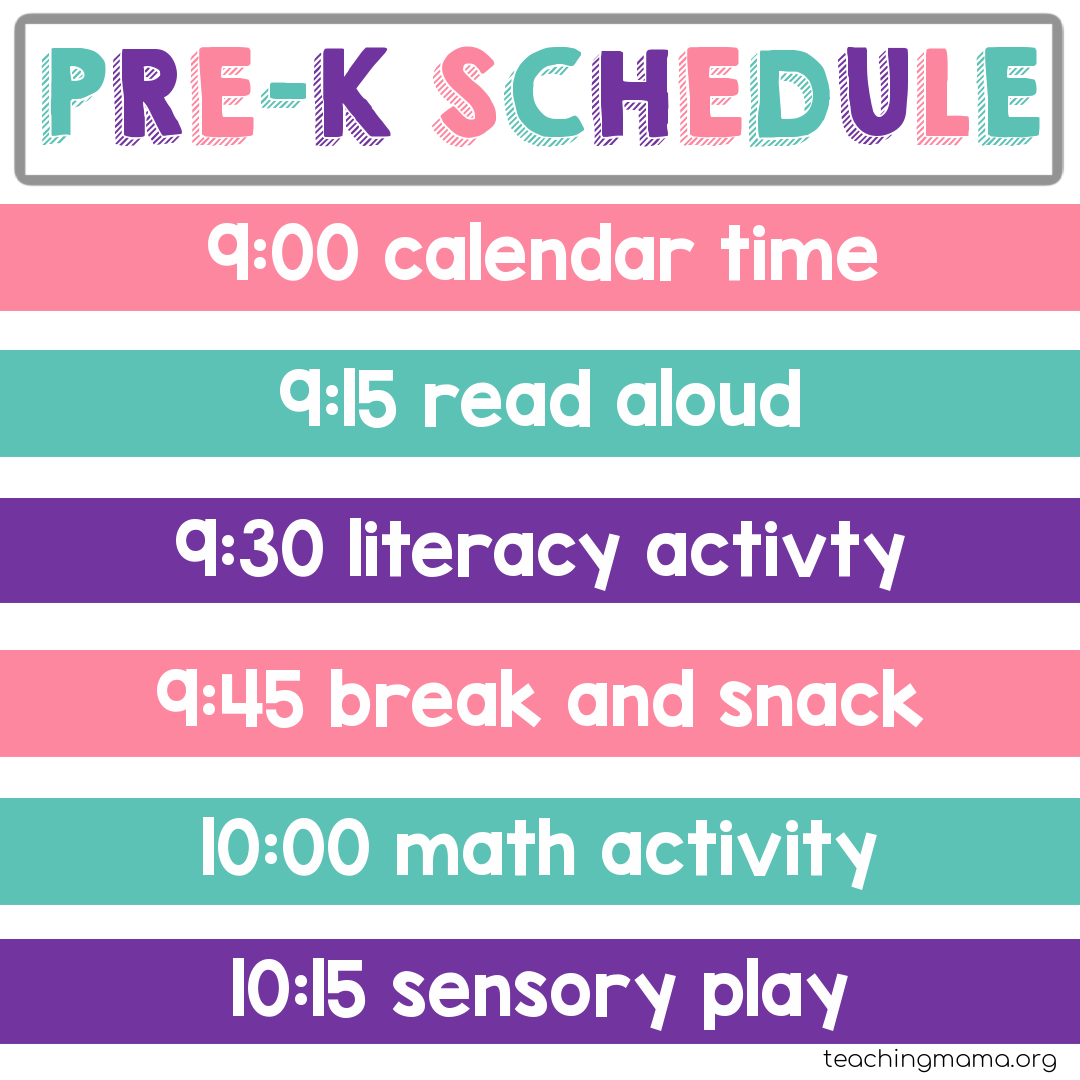 home preschool schedule with literacy and math