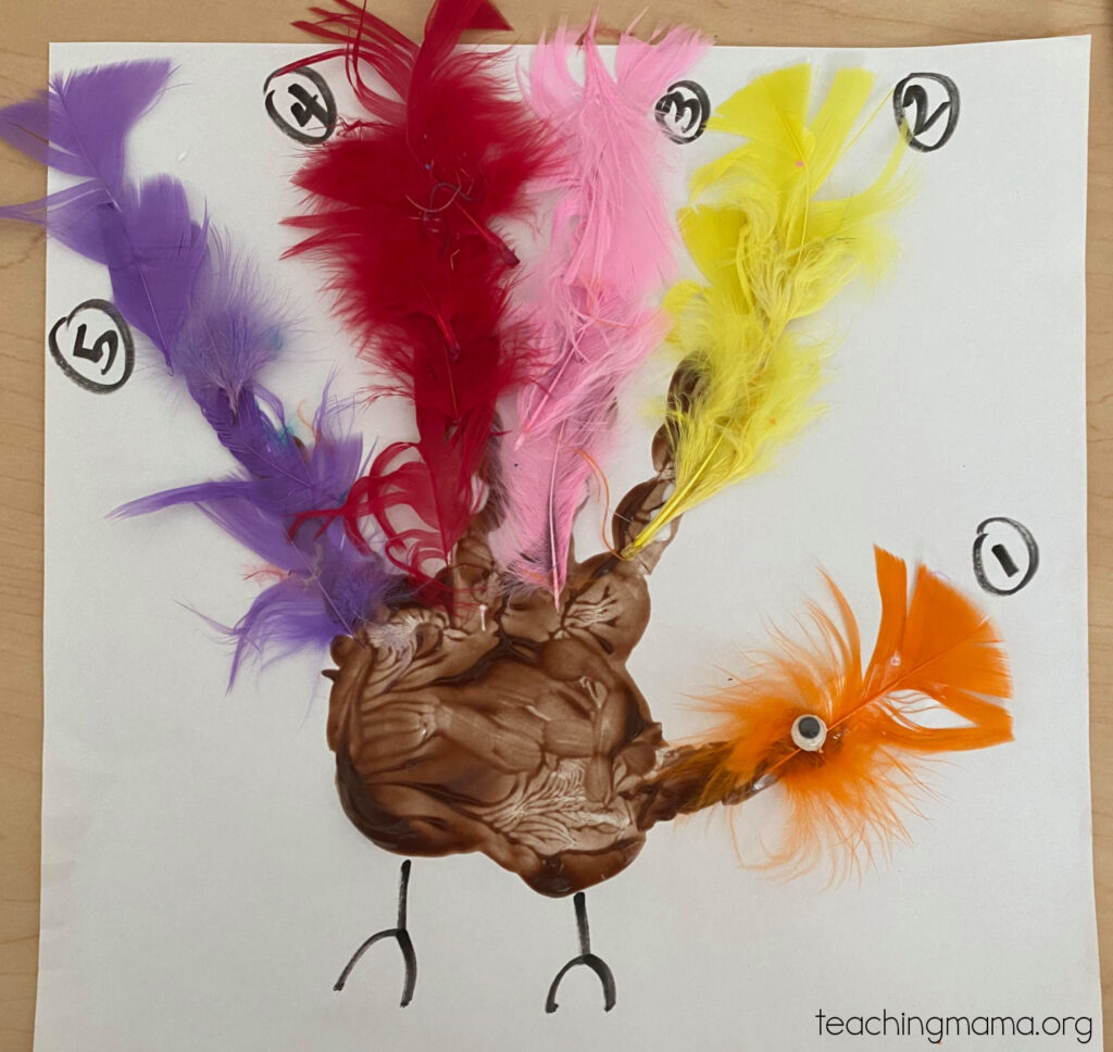 turkey handprint with feathers