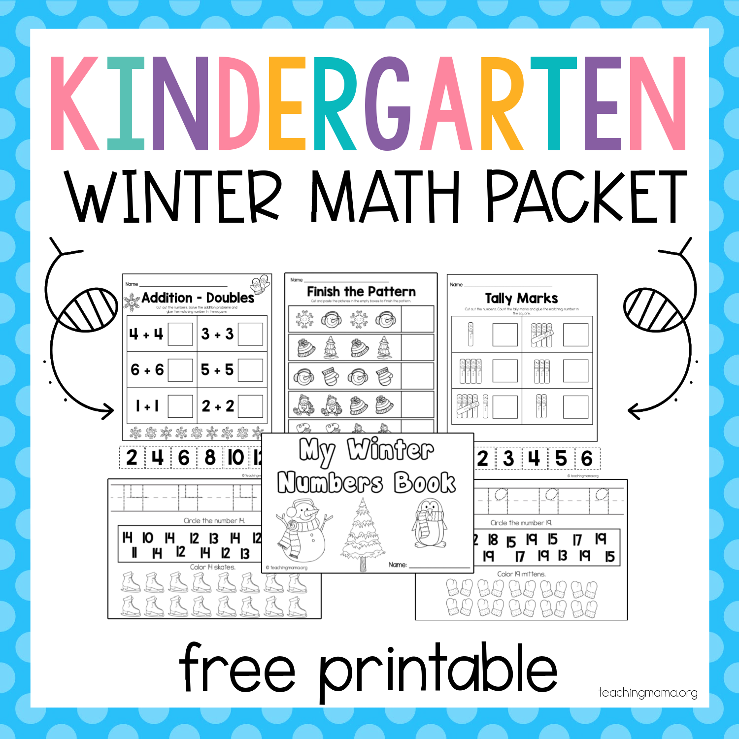 kindergarten winter math packet