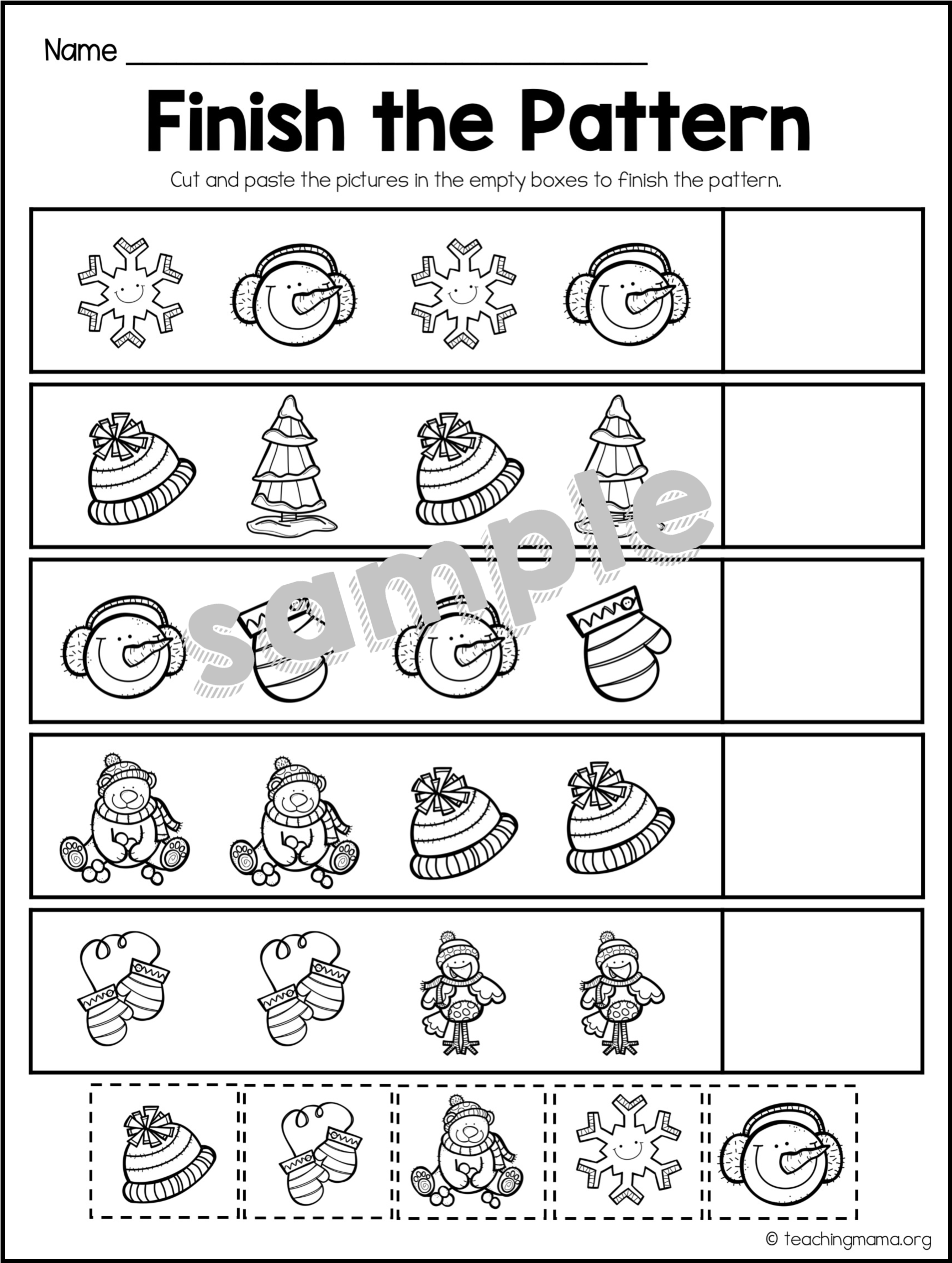 Kindergarten Winter Math Packet - Teaching Mama