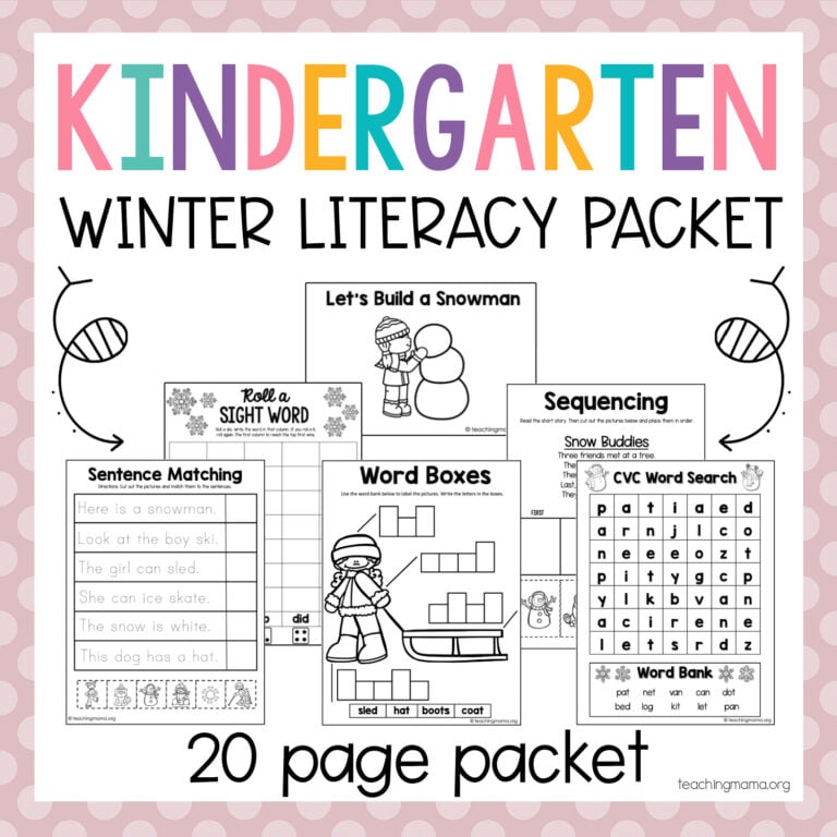 Kindergarten Winter Literacy Packet