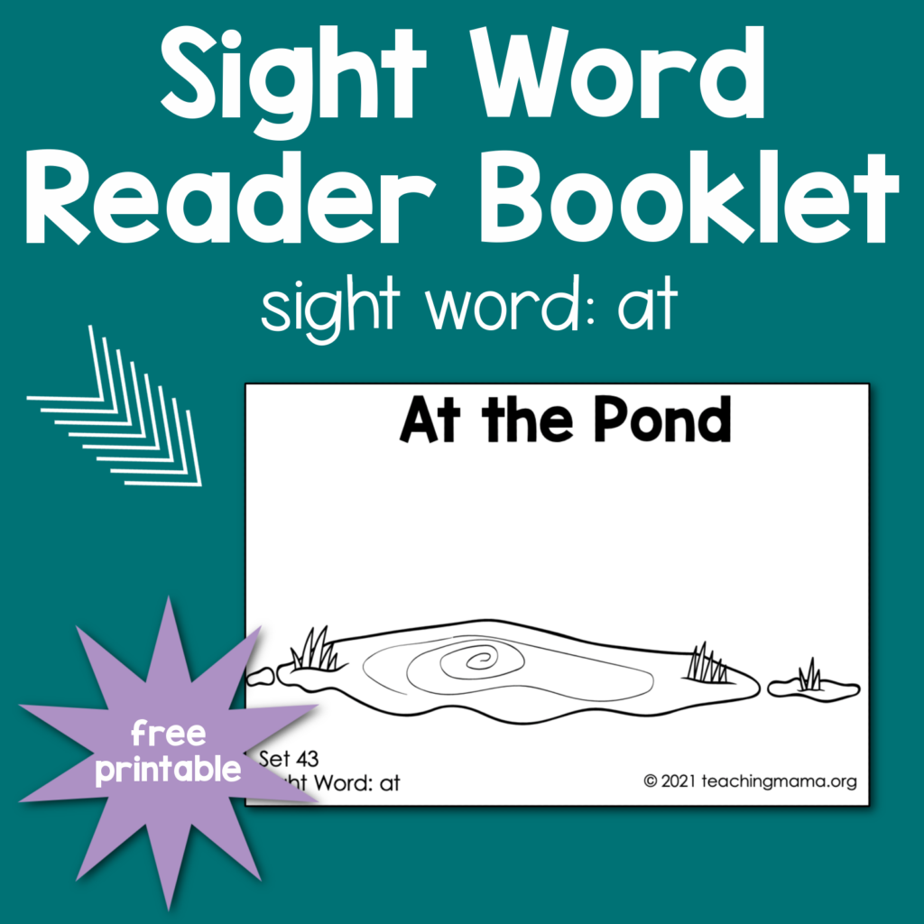 sight word booklet for word "at"