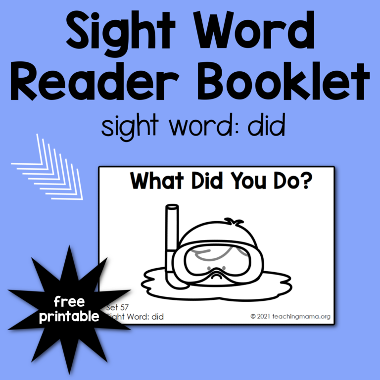 Sight Word Reader for the Word “Did”