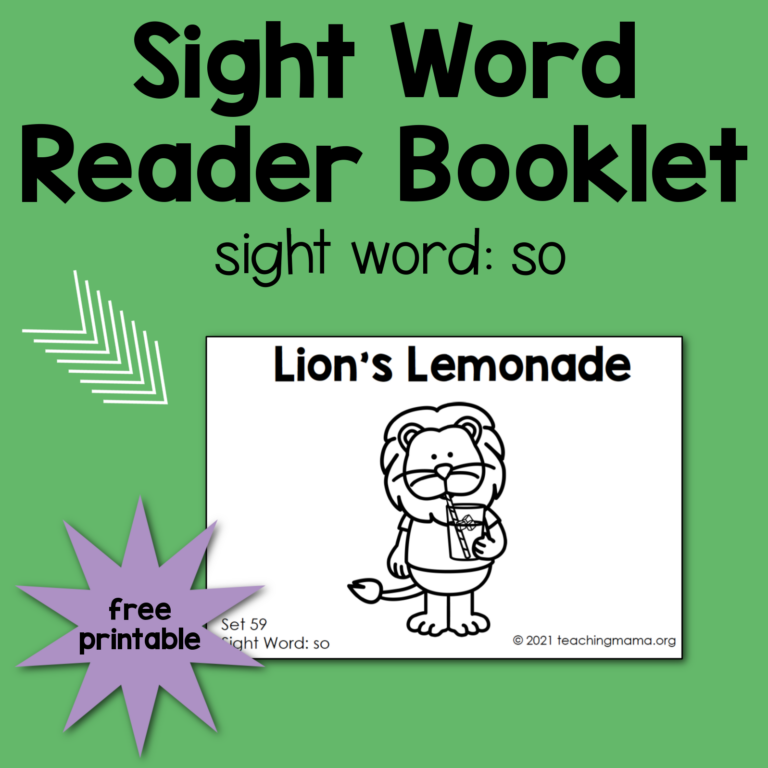 Sight Word Reader for the Word “So”