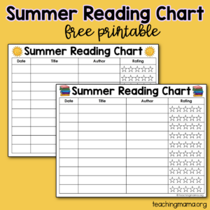 Free Summer Reading Charts - Teaching Mama