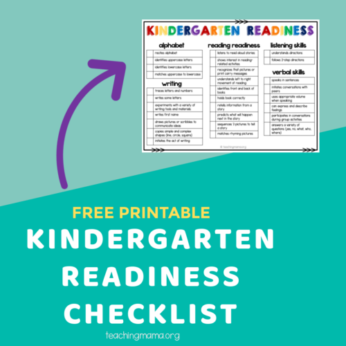 Kindergarten Readiness Checklist - Teaching Mama