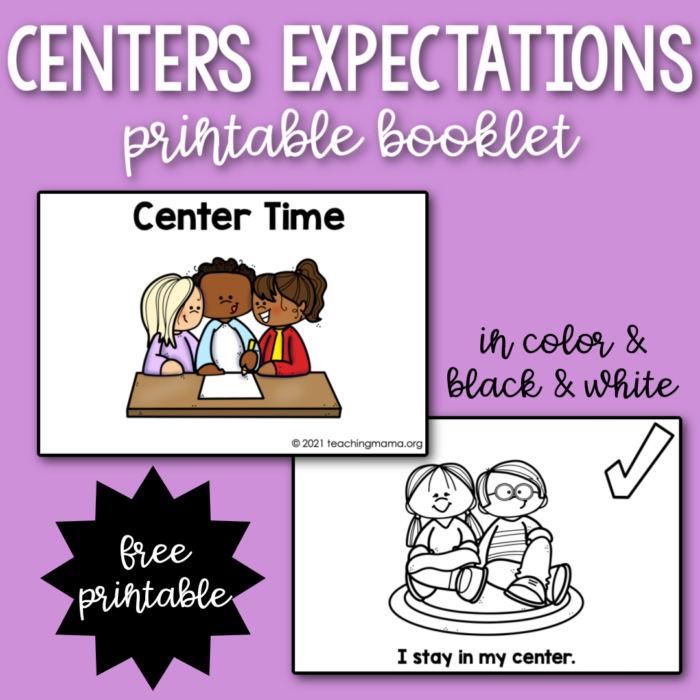 Centers Expectations Booklet - Teaching Mama