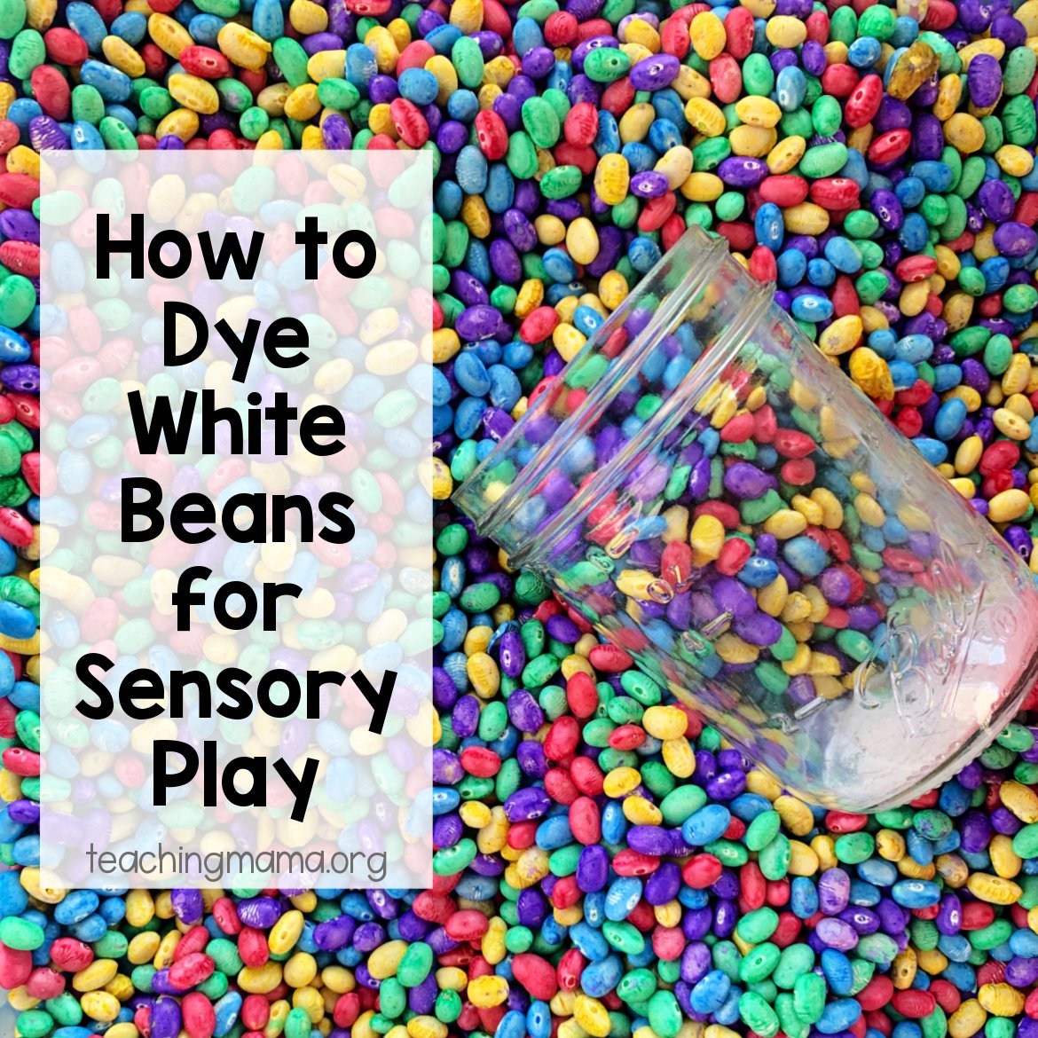 how to dye white beans for sensory play