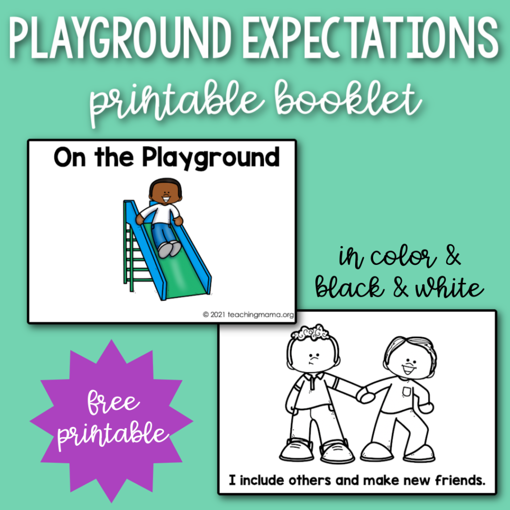 playground expectations printable booklet