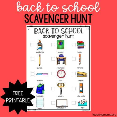 Back to School Scavenger Hunt - Teaching Mama