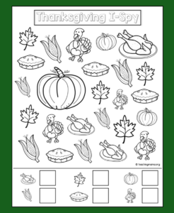 Thanksgiving I-Spy Printables - Teaching Mama