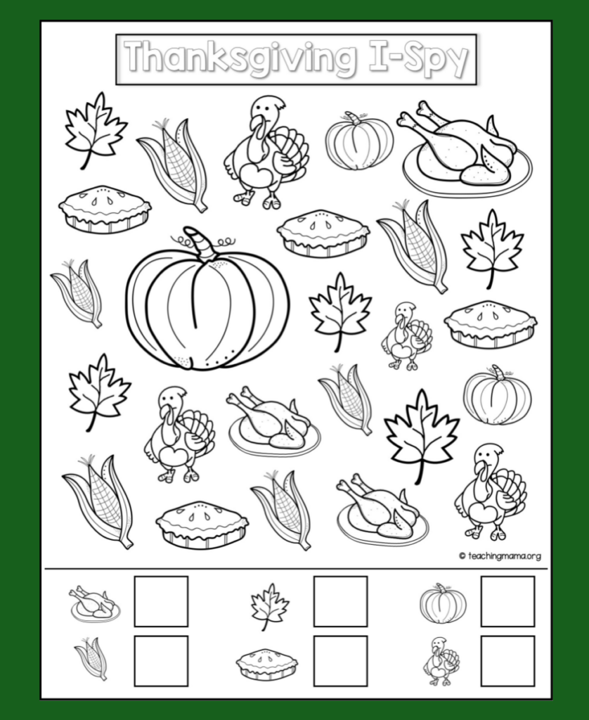 Thanksgiving I Spy Printables