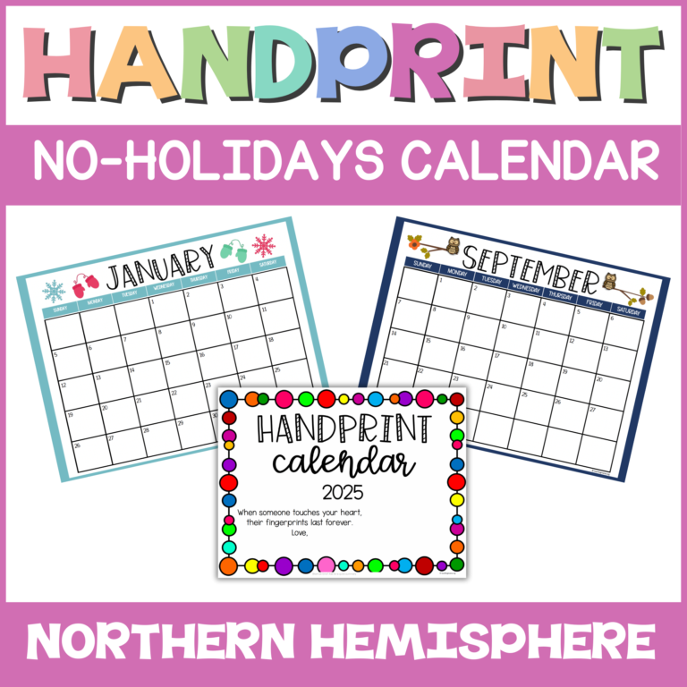 Handprint Calendar for Northern Hemisphere