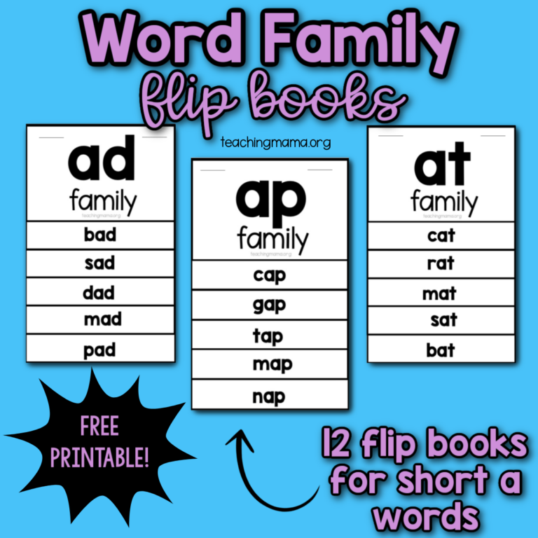 Short A Word Family Flip Books