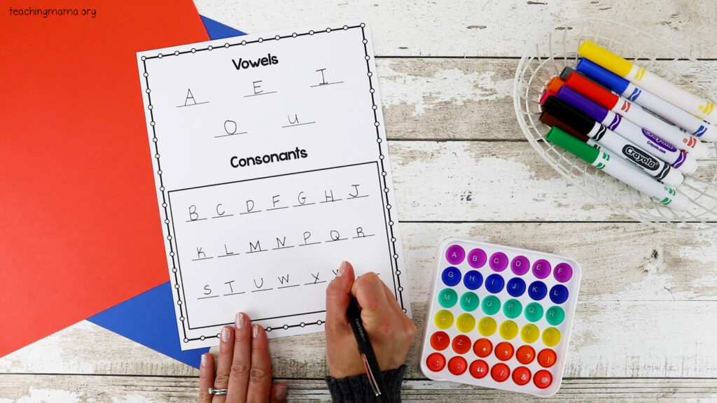 vowels vs. consonants worksheet