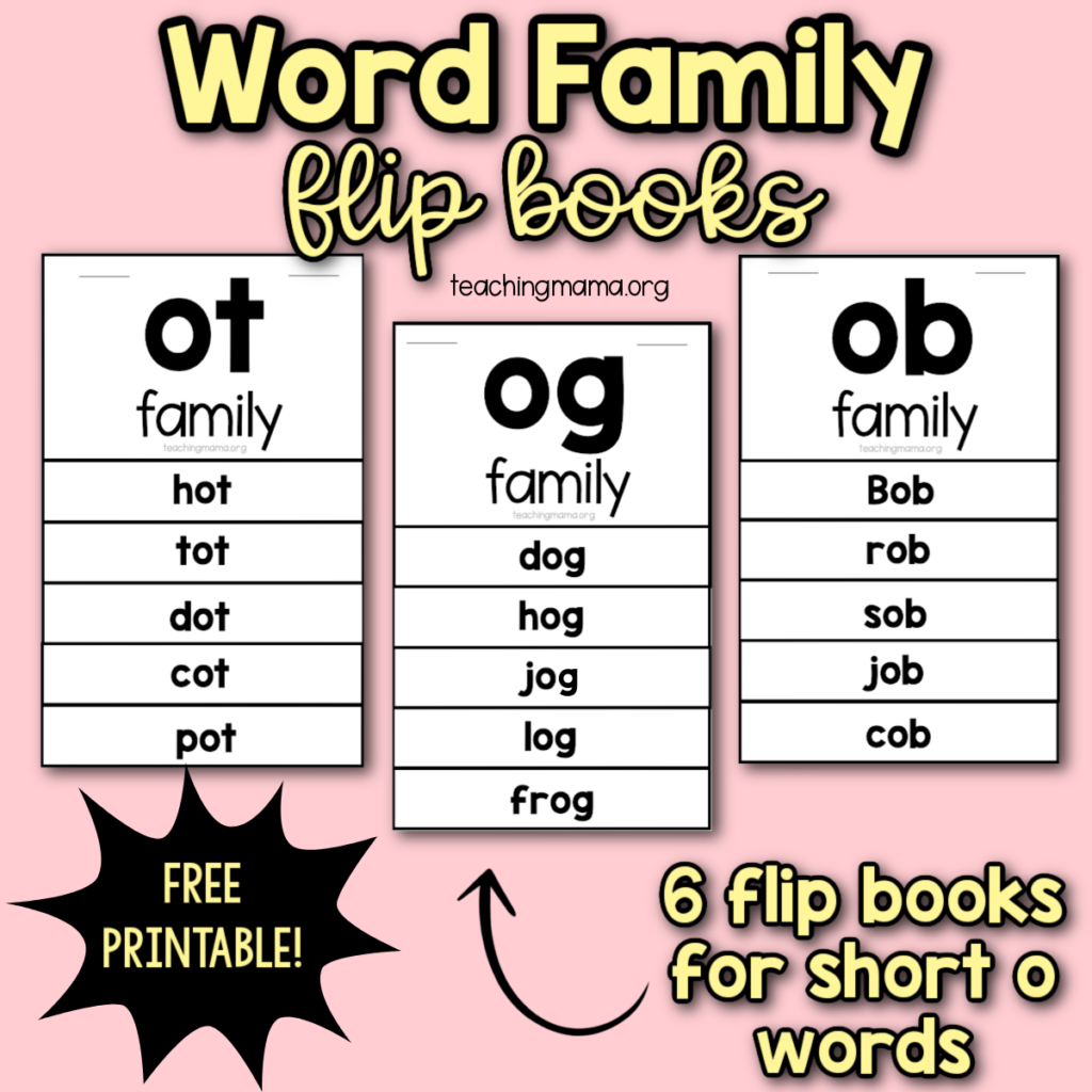 Short O Word Family Flip Books - Teaching Mama