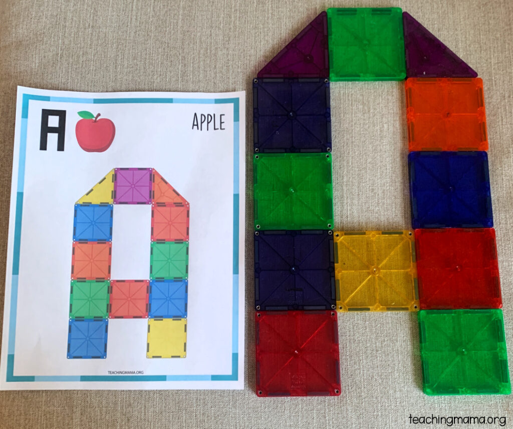 letter A magna tiles