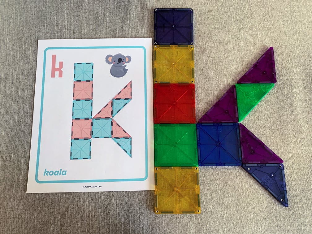 letter k for magnetic tiles