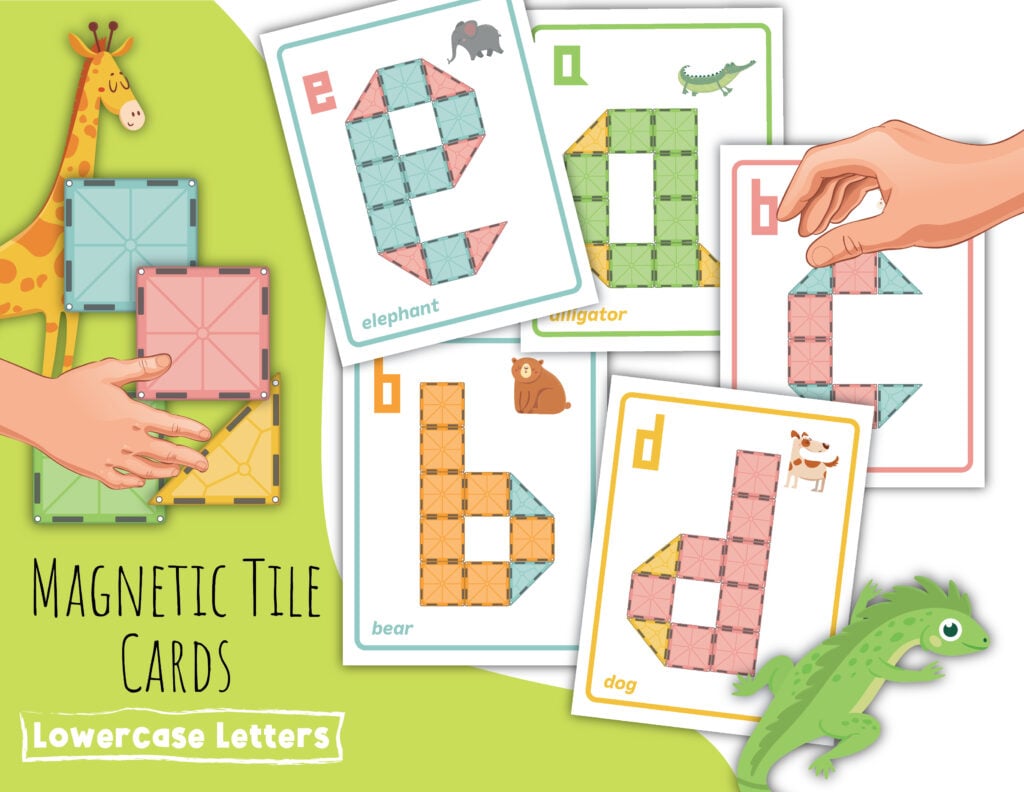 lowercase magnetic tile cards