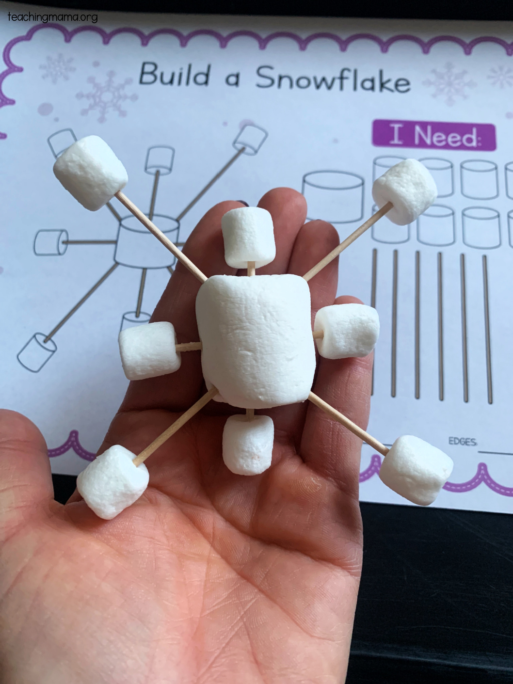 Snowflakes with Toothpicks and Marshmallows Teaching Mama