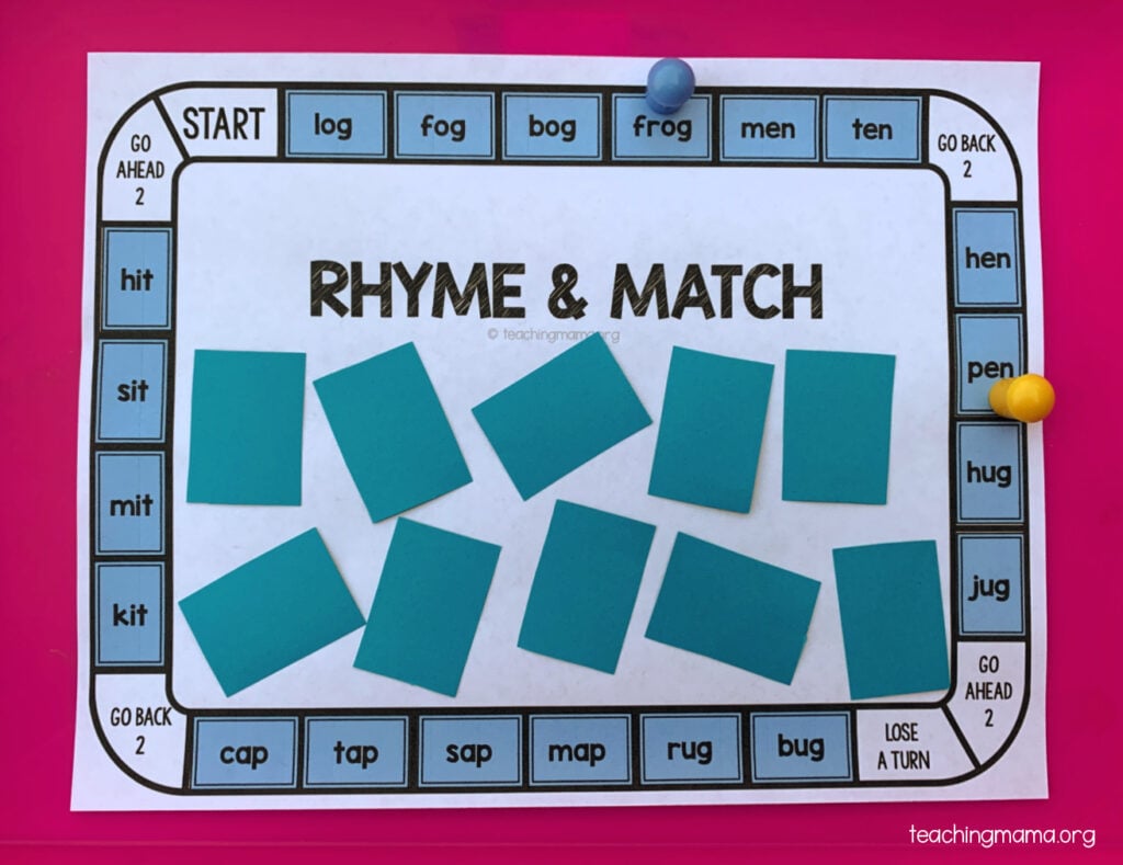 rhyme and match game board 2