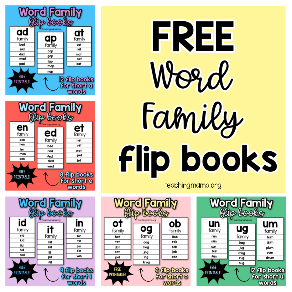 FREE word family flip books