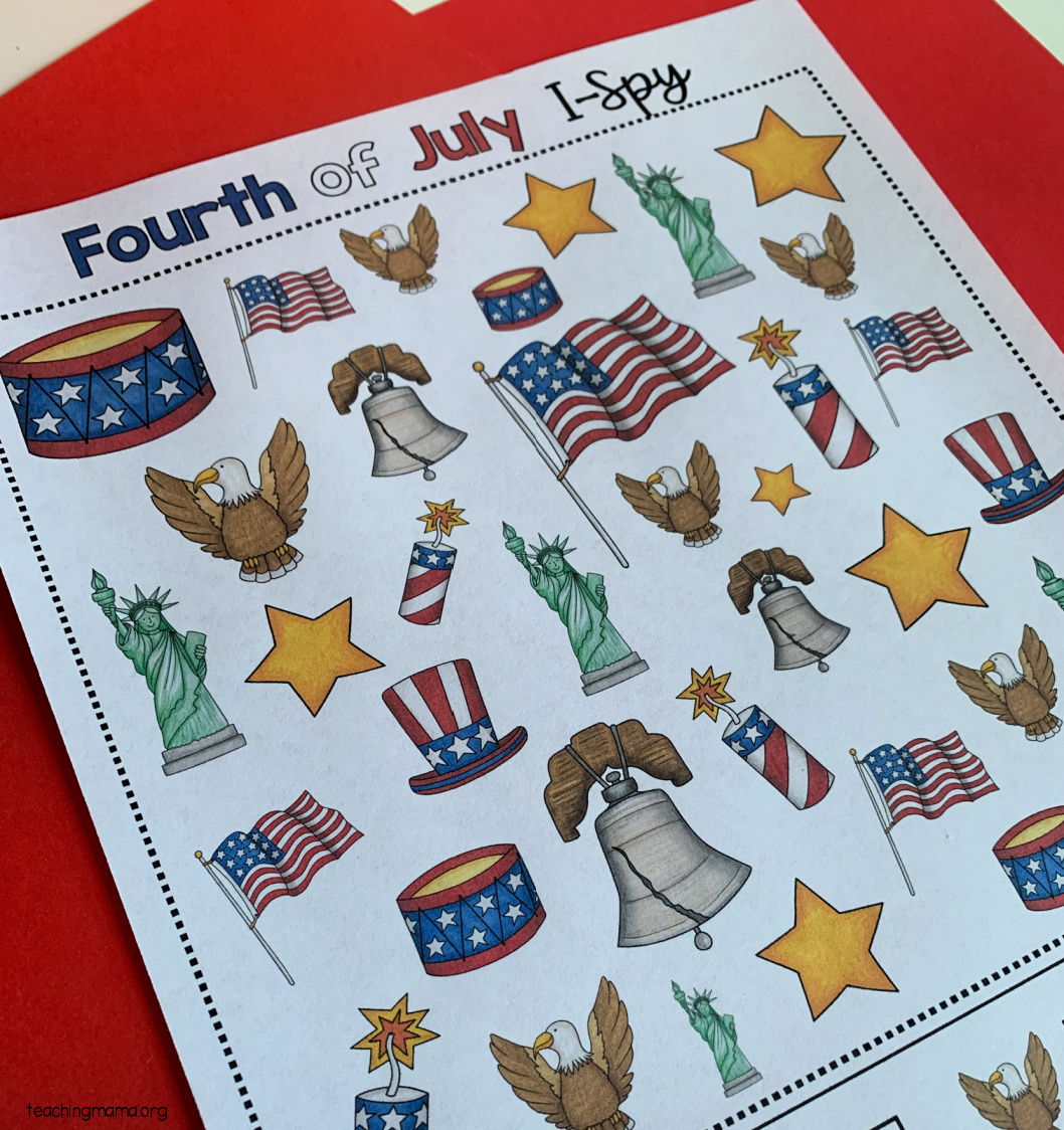 4th of July I-Spy Printable - Teaching Mama