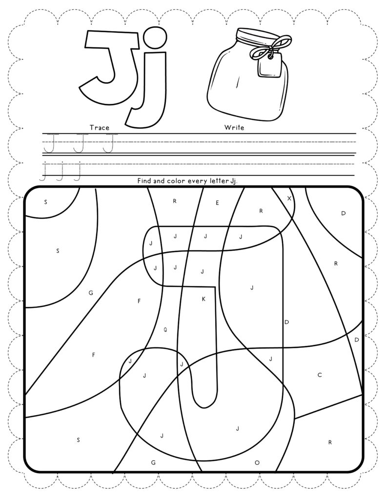 letter J practice page