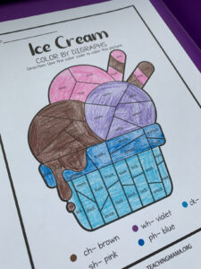 Ice Cream Color by Digraph Printable - Teaching Mama