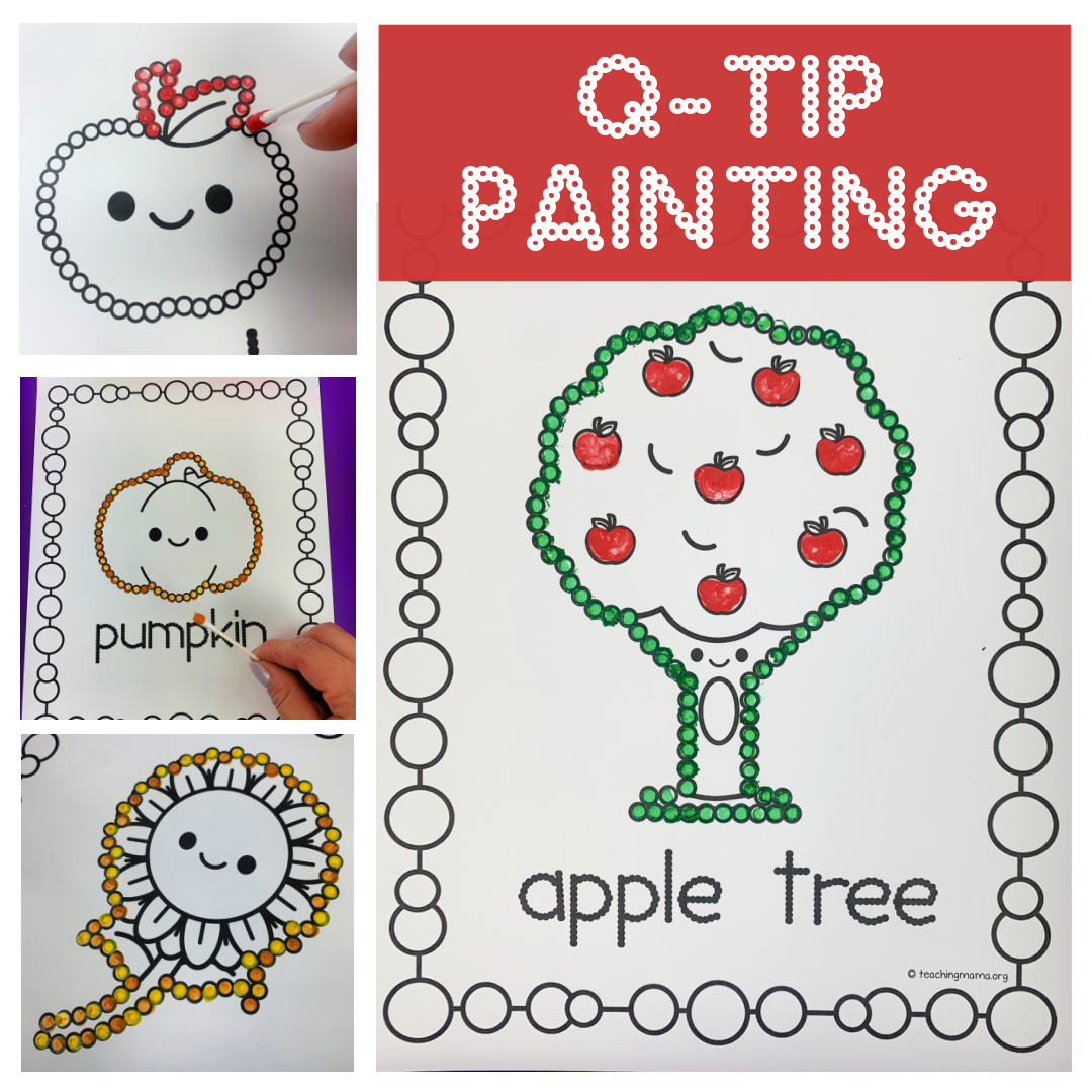 Q-Tip Painting and Glue Dot Fine Motor Practice for Summer