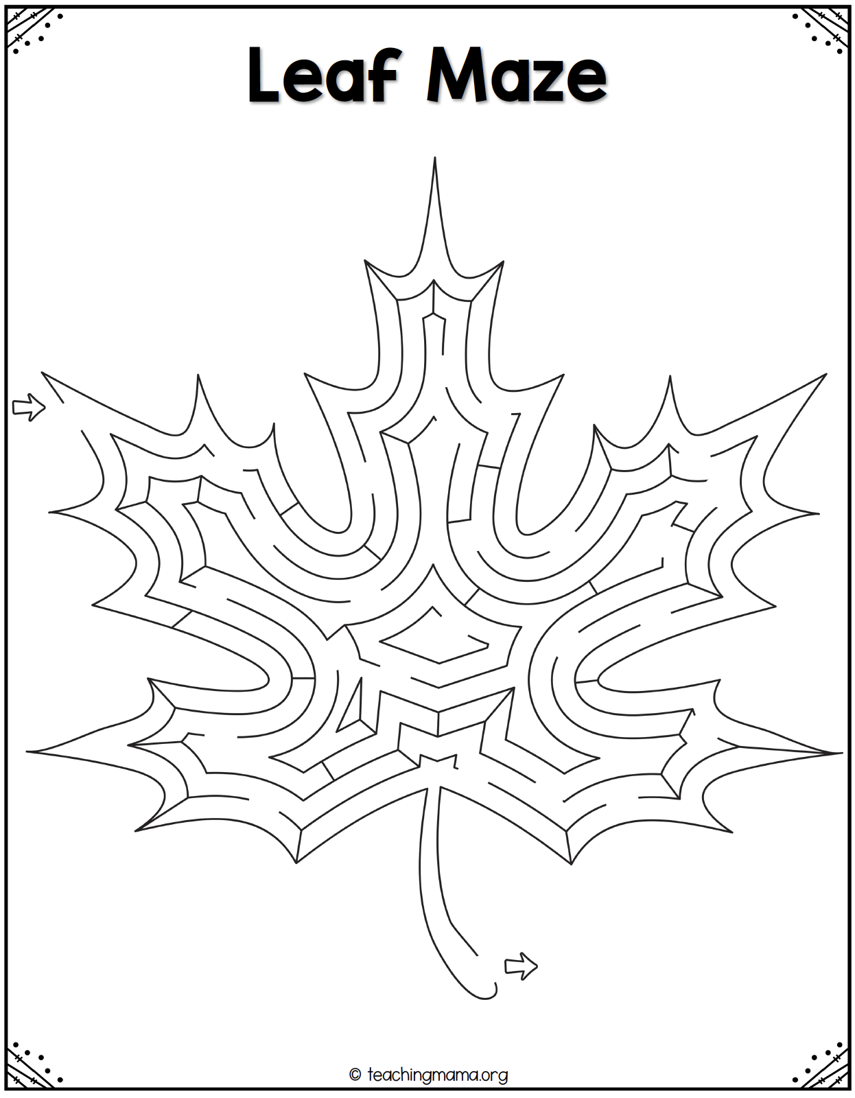 leaf maze printable