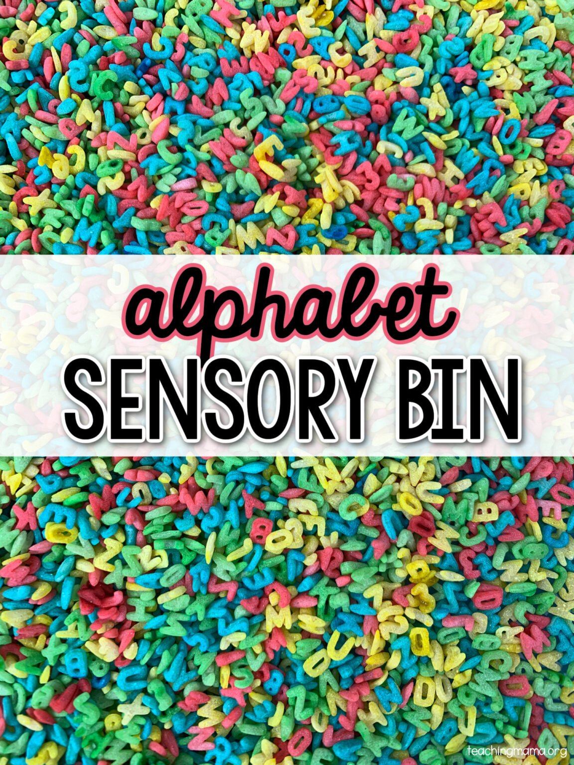 Colorful Alphabet Sensory Bin - Teaching Mama