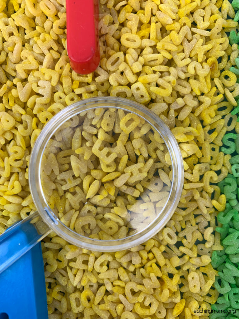 Colorful Alphabet Sensory Bin - Teaching Mama