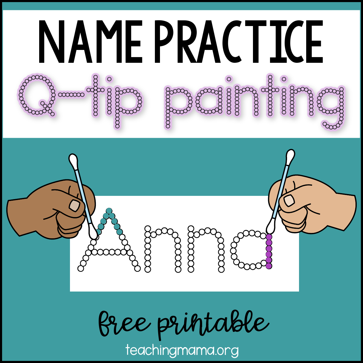 Name Practice Q tip Painting Open Edutalk