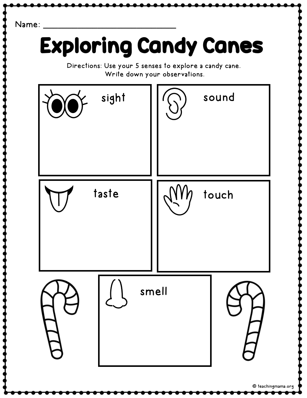 5 senses candy canes