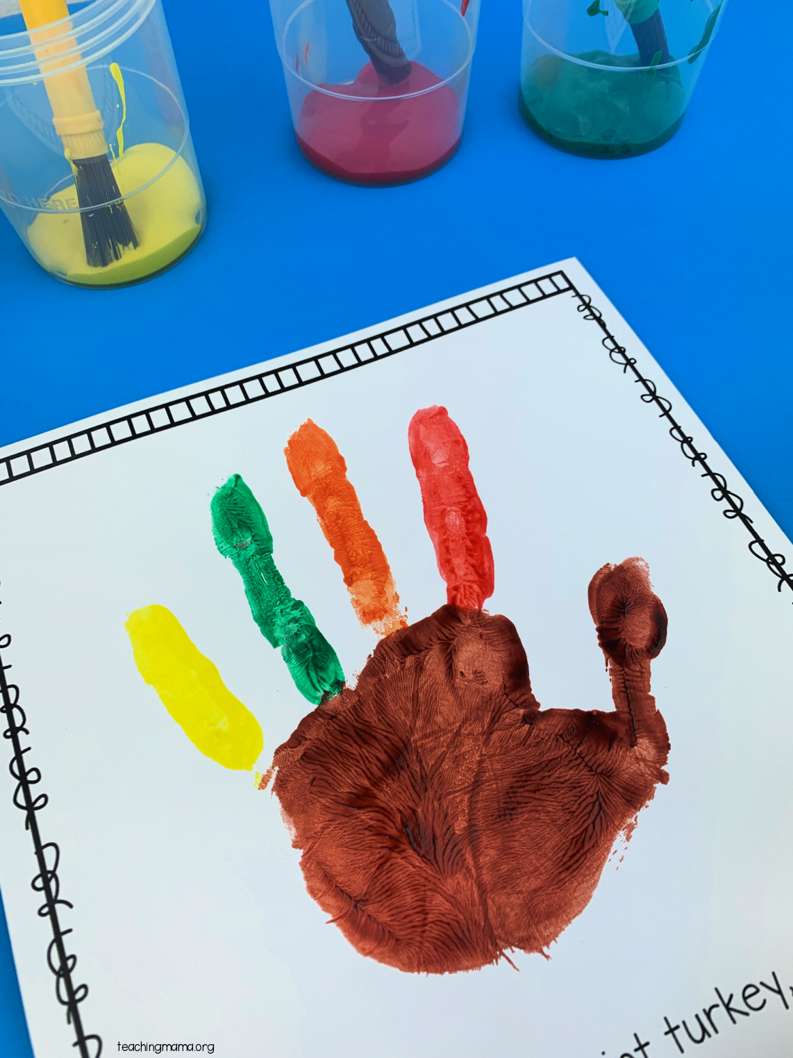 beginning of a handprint turkey craft