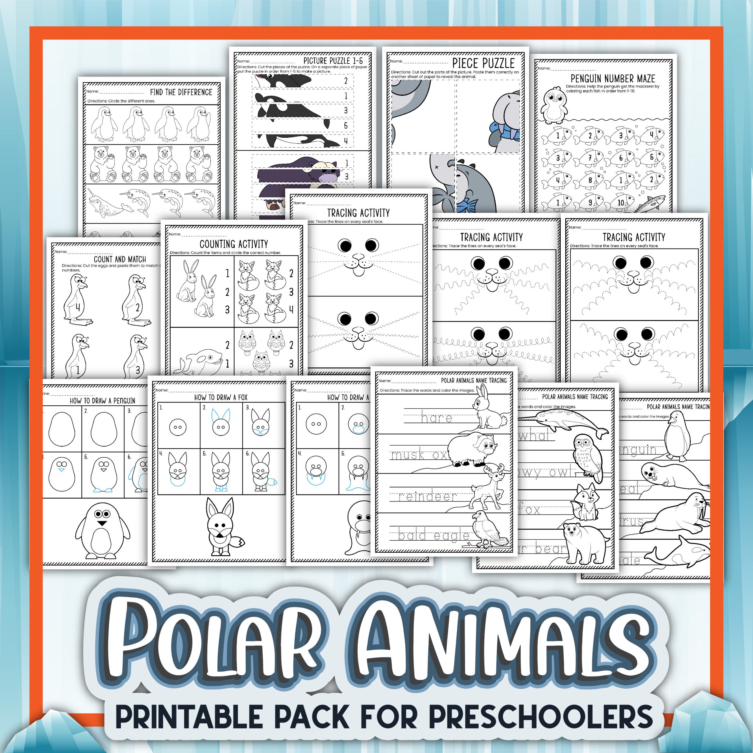 15 Free Arctic Animals Preschool Printables - Fun-A-Day!