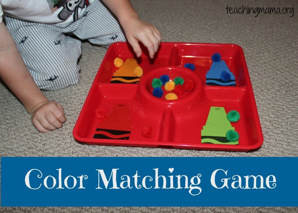 color matching game with pom poms