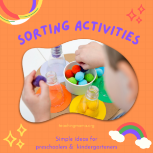 Simple sorting activities for preschooler and kindergarteners