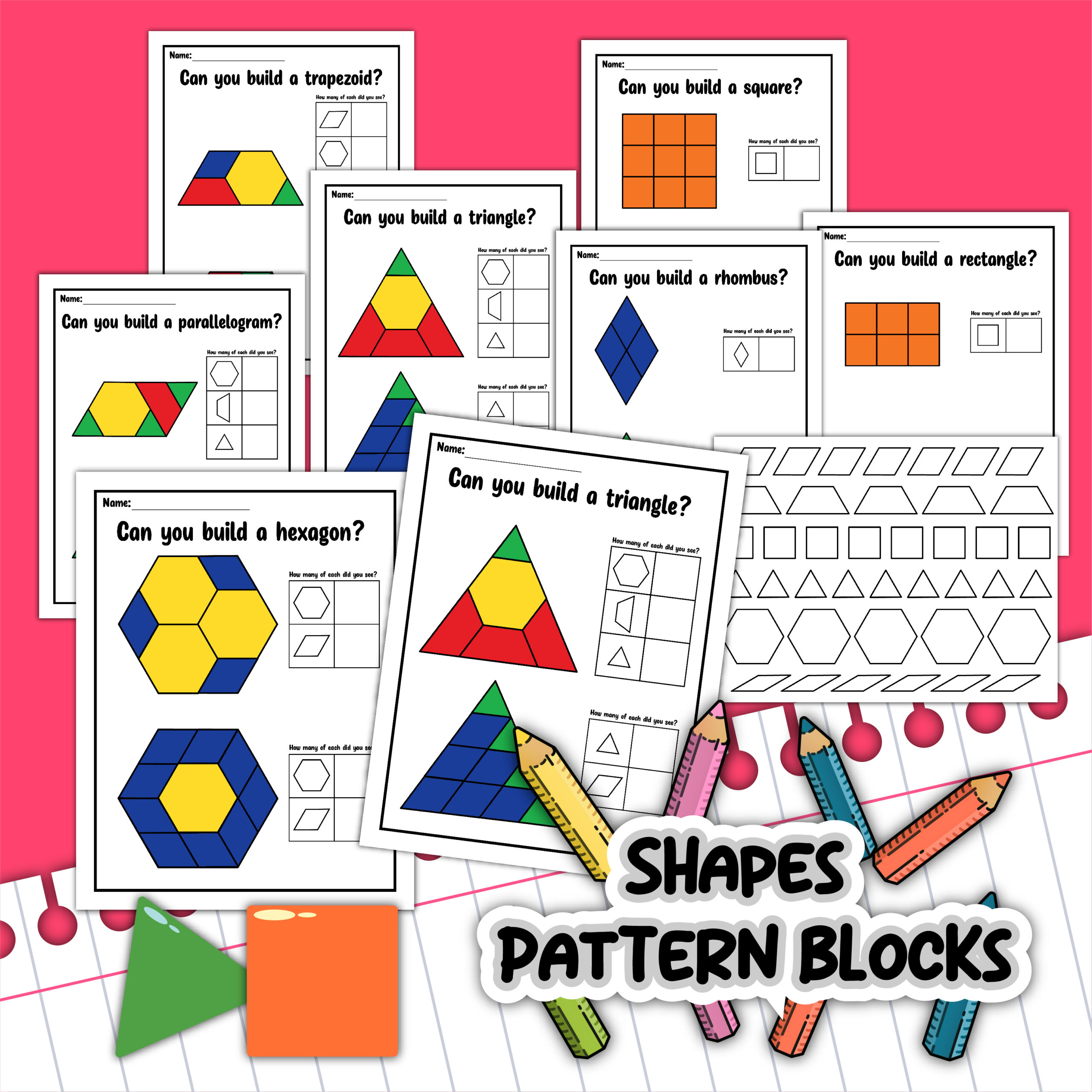 Pattern Block Printables For Shapes Teaching Mama