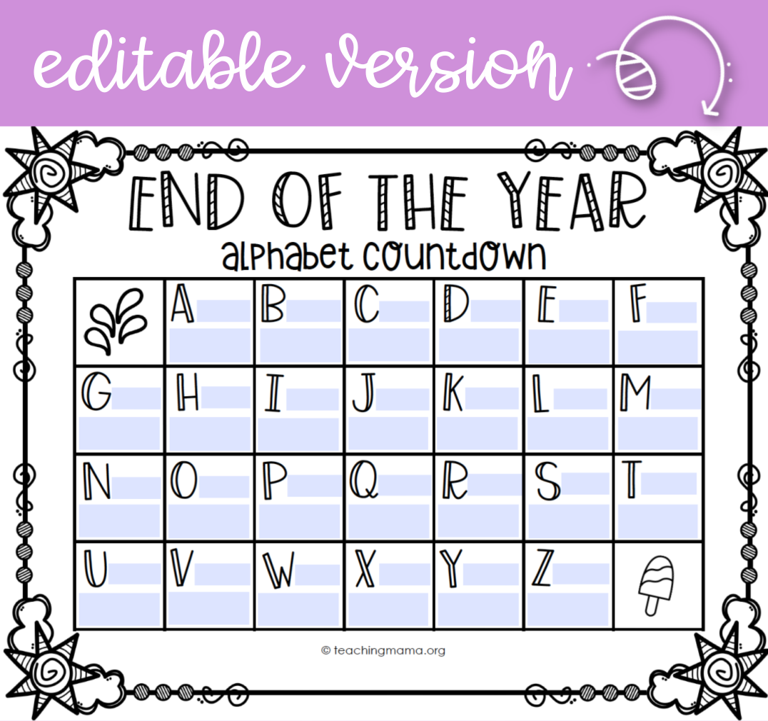 End of the Year Alphabet Countdown Calendar Teaching Mama