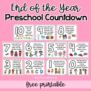 end of the year preschool countdown