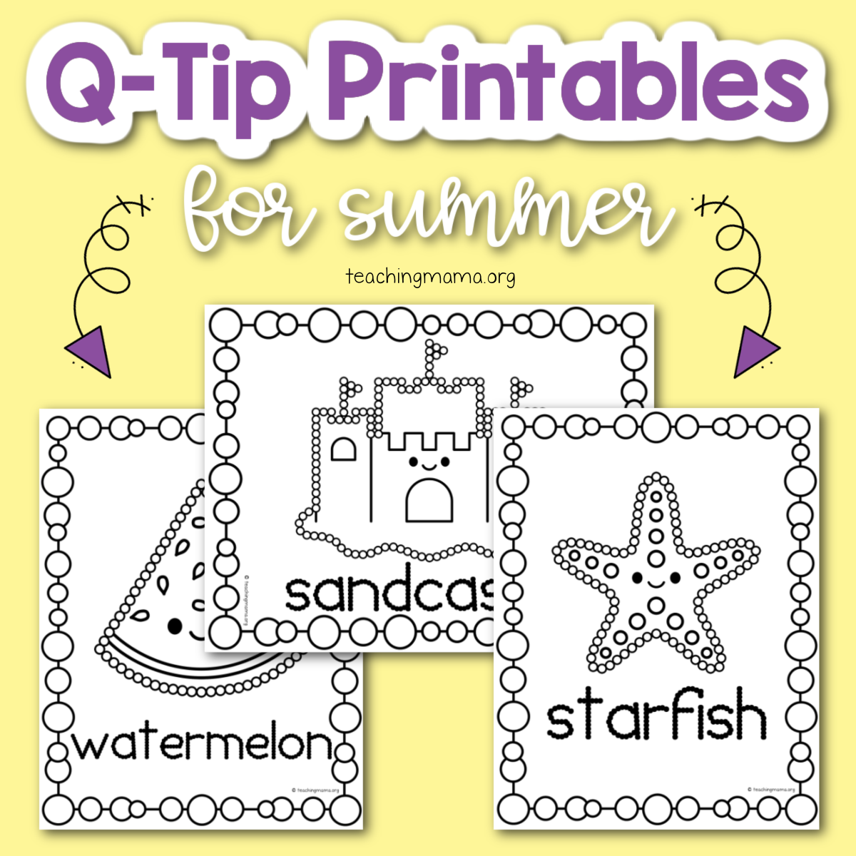summer q-tip printables - Teaching Mama