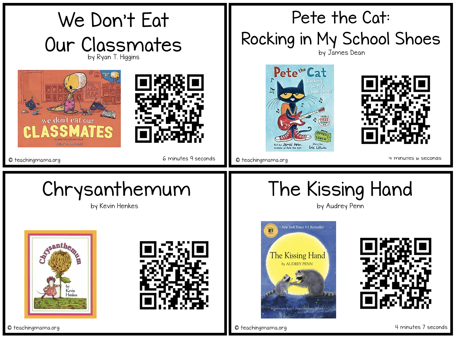 Listening QR codes for beginning of the year books