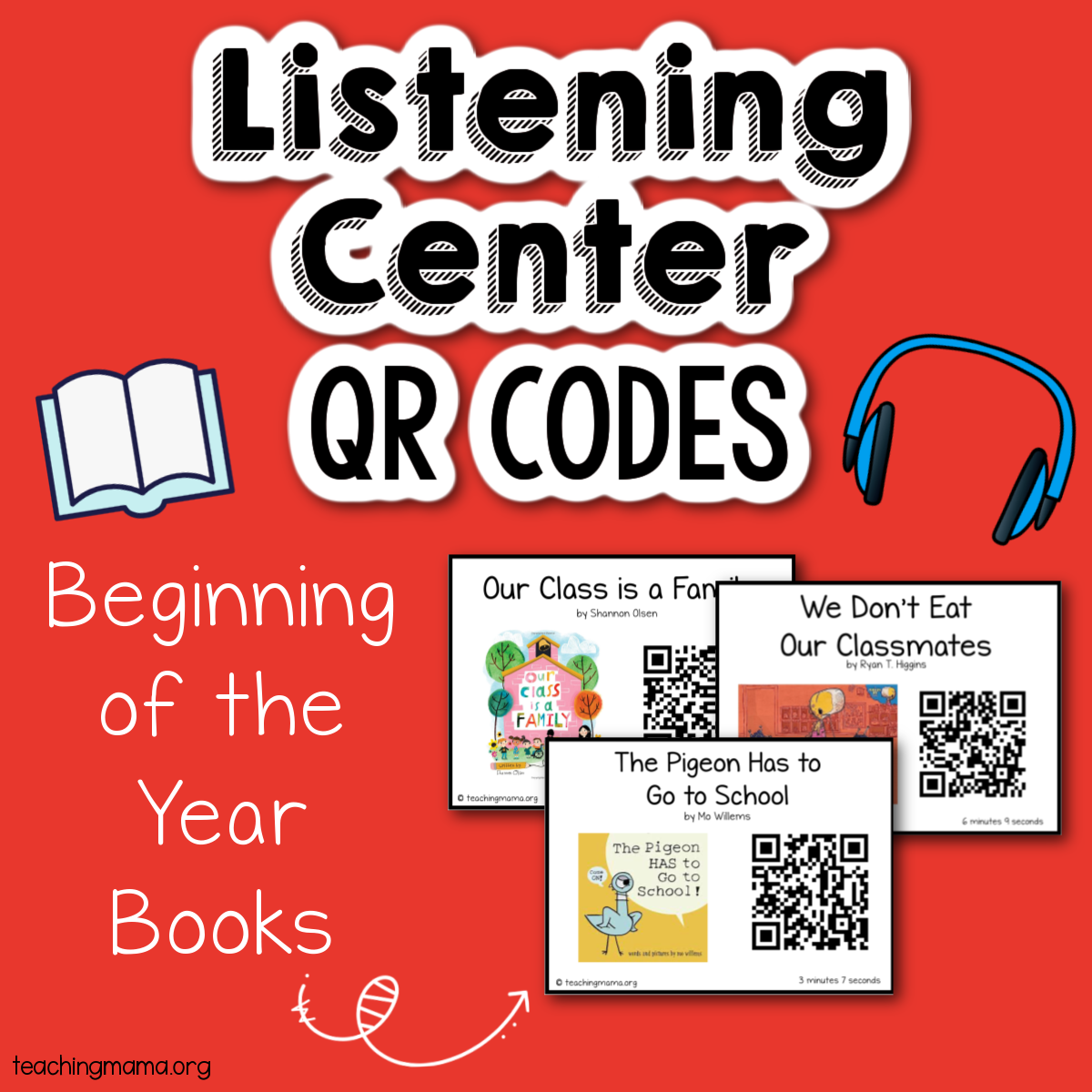 Listening Center QR Codes for Beginning of the Year Books