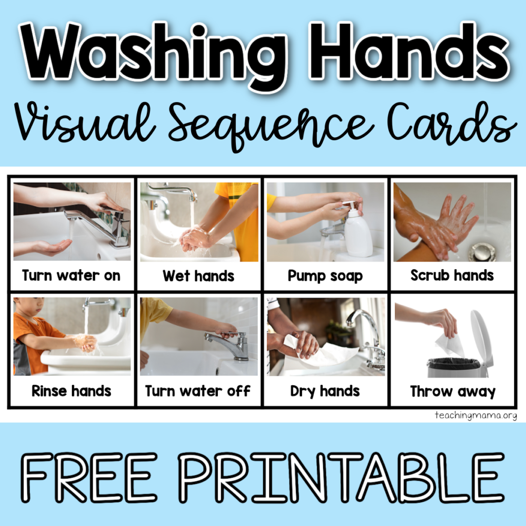washing hands visual sequence cards