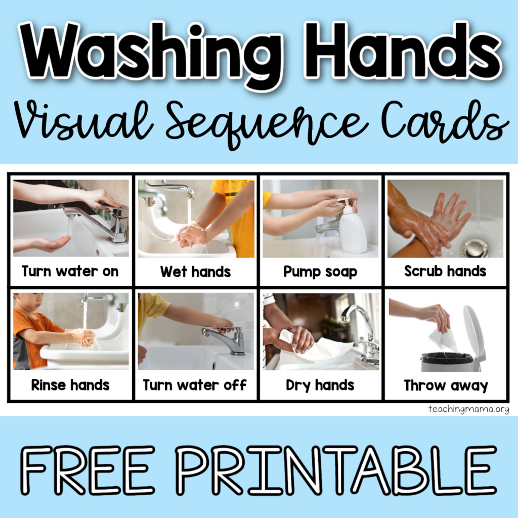 Washing Hands Visual Sequence Cards - Teaching Mama