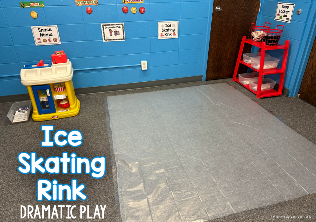 ice skating rink for dramatic play in a preschool room